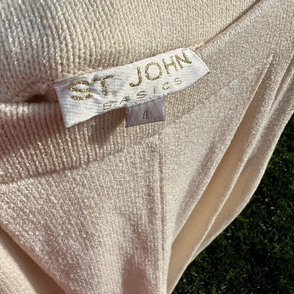 St John Knit Pants Santana Loose Fit Crop Trouser Cream Size 4 Small fits Medium